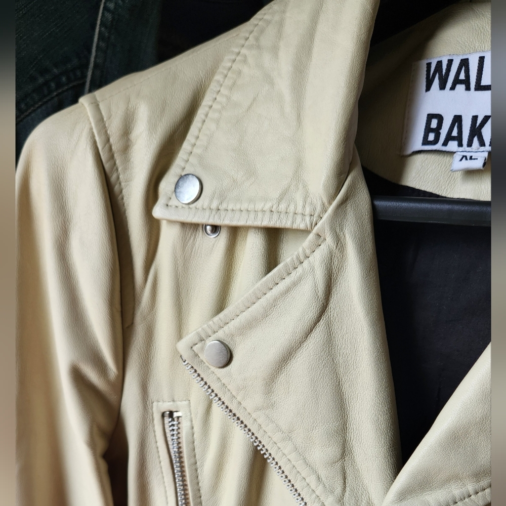 Walter Baker Cream Leather Moto Jacket